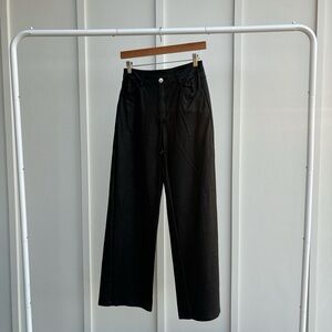 Black Wide Leg Faux Leather Pants